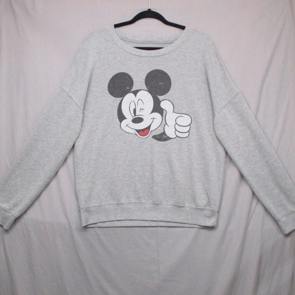 Disney Mickey Mouse Graphic Print Crew Neck Sweater Men Gray | XXL